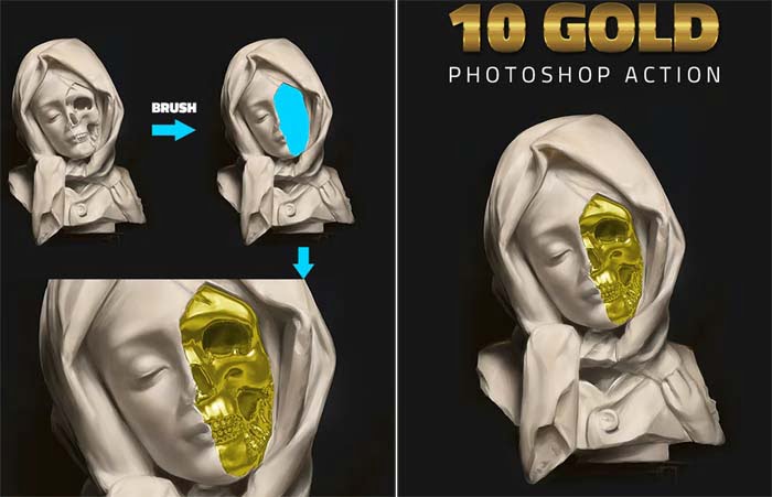10 Gold Effect Photoshop Action