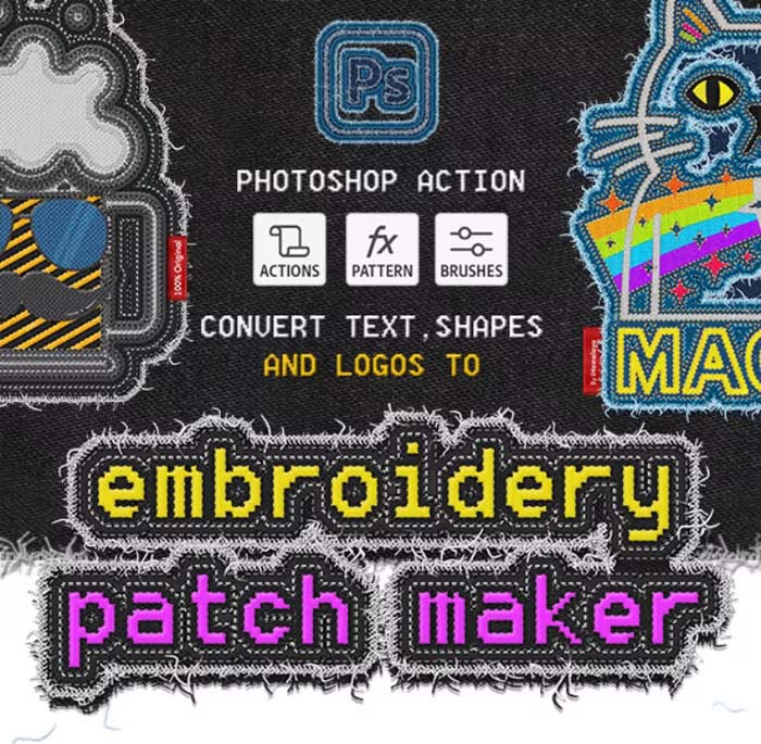 Embroidery Patch Maker Photoshop Action