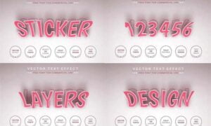 Sticker Shadow Editable Text Effect & Font Style