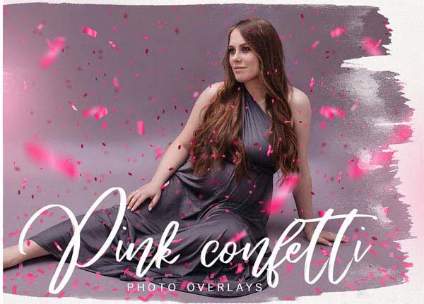 Pink Confetti Photoshop Overlays